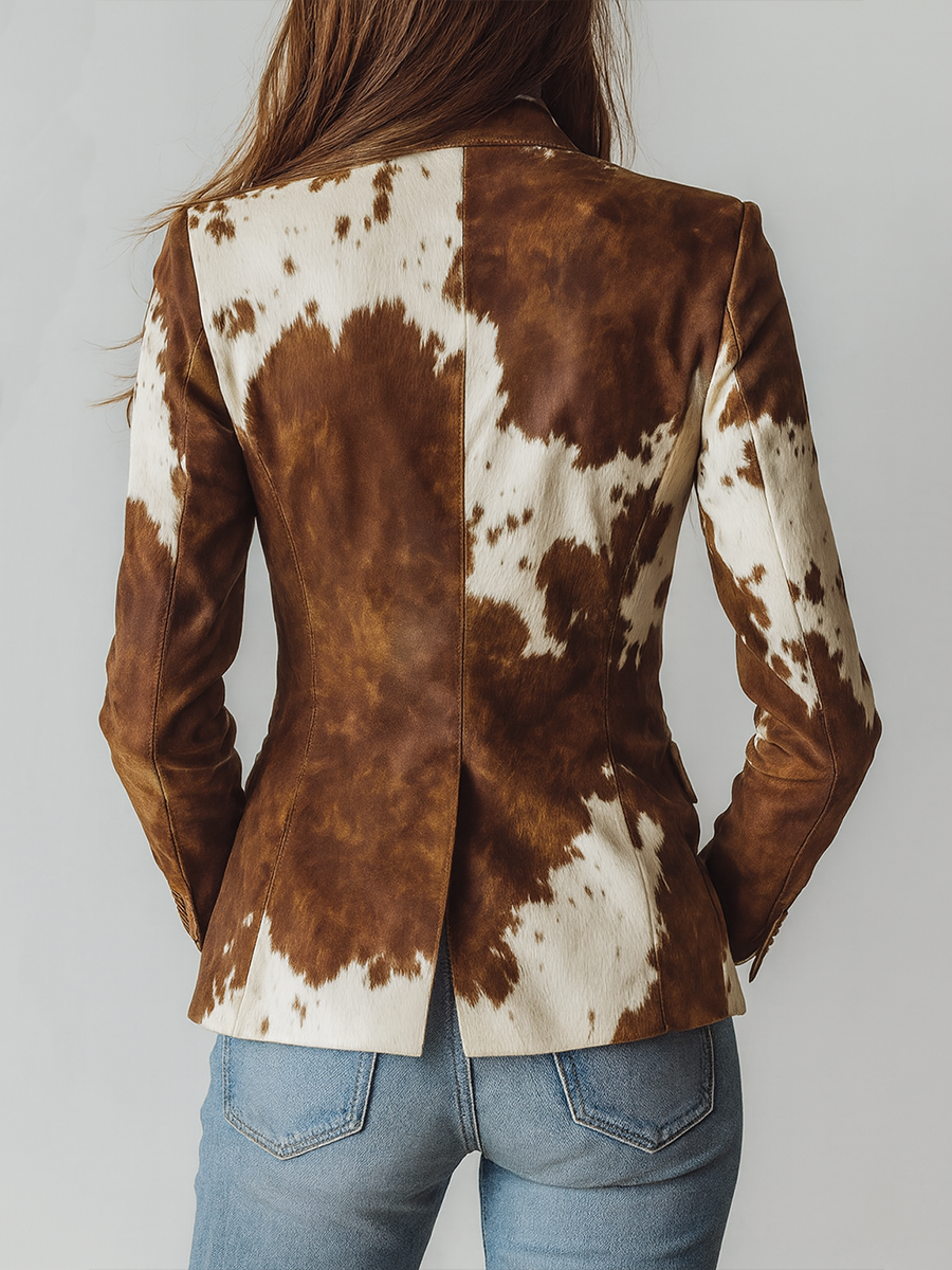 Agathe | Blazer vintage écologique à motif vache