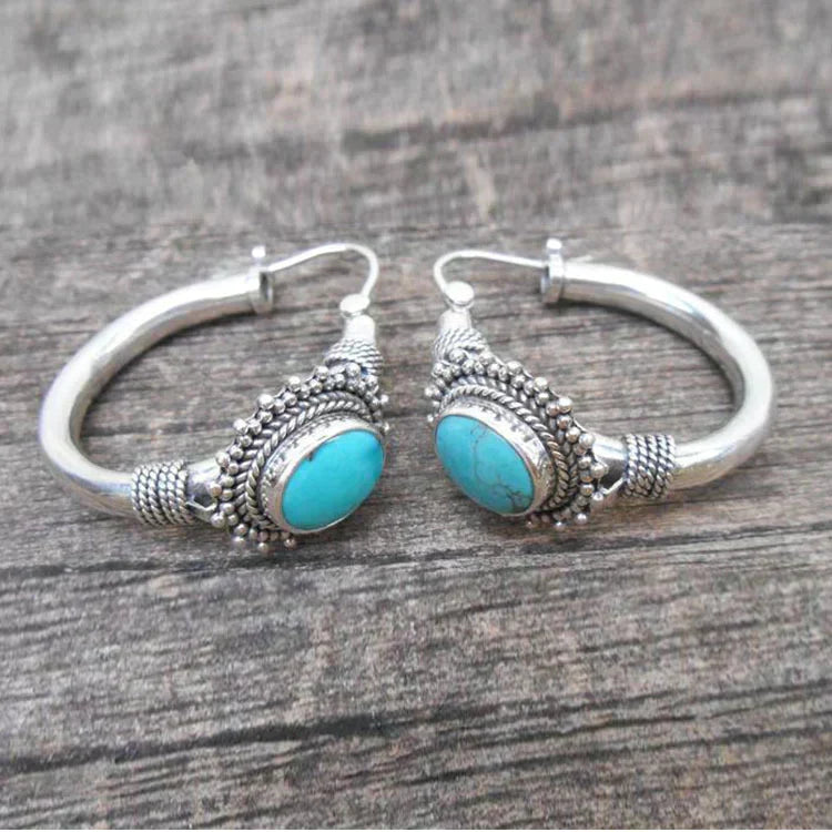 Boucles d'oreilles rétro turquoise