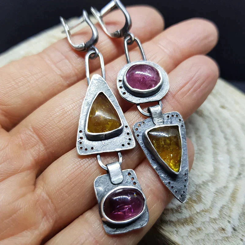Boucles d'oreilles triangles géométriques rétro