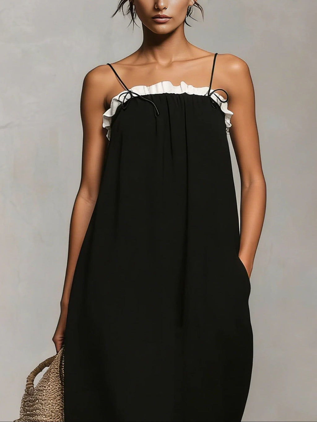 Mirelle™ | Maxi-Kleid mit Farbblöcken und Spaghettiträgern