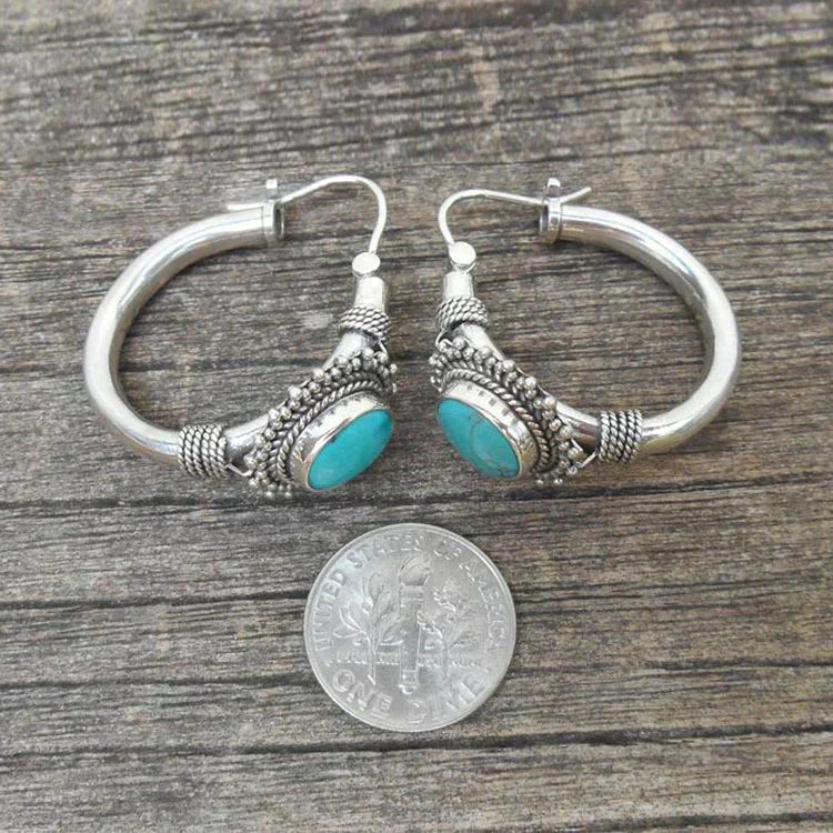 Boucles d'oreilles rétro turquoise