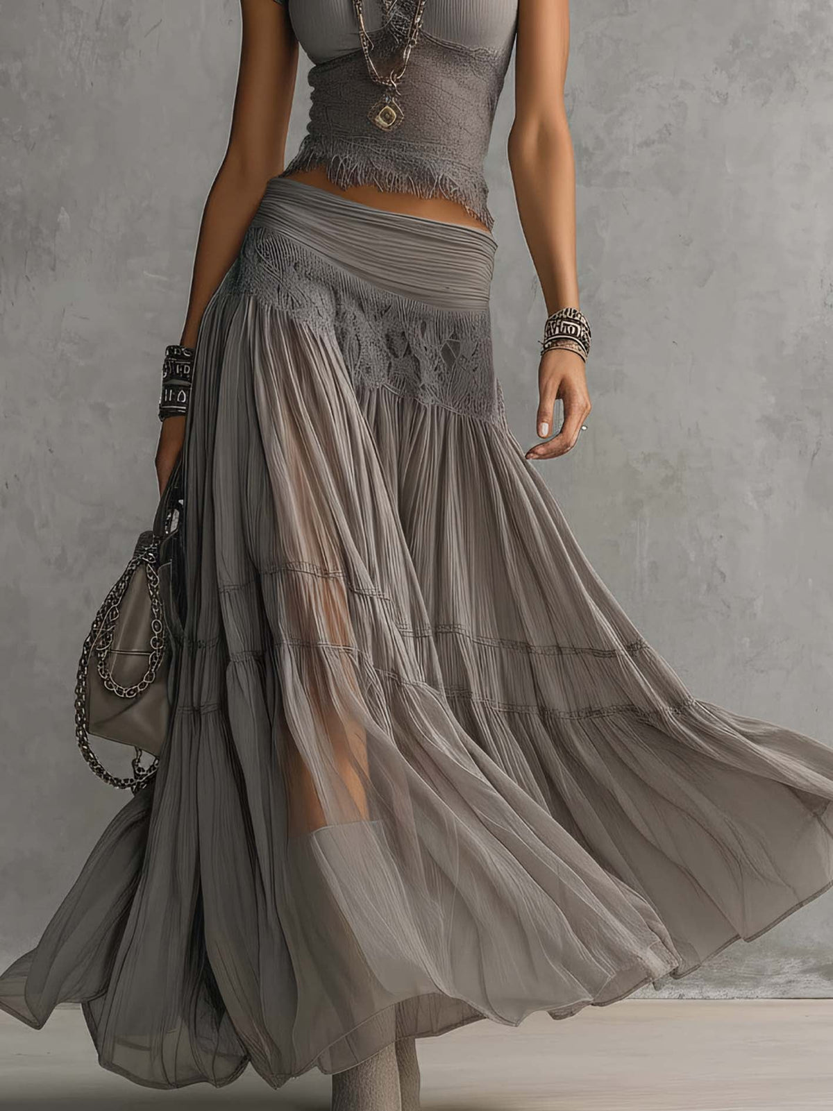 Rosalia | Elegante Ensemble Maxi en Dentelle à Deux Pièces