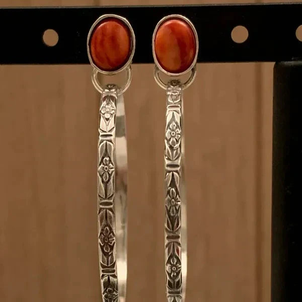 Boucles d'oreilles vintage bohèmes en onyx