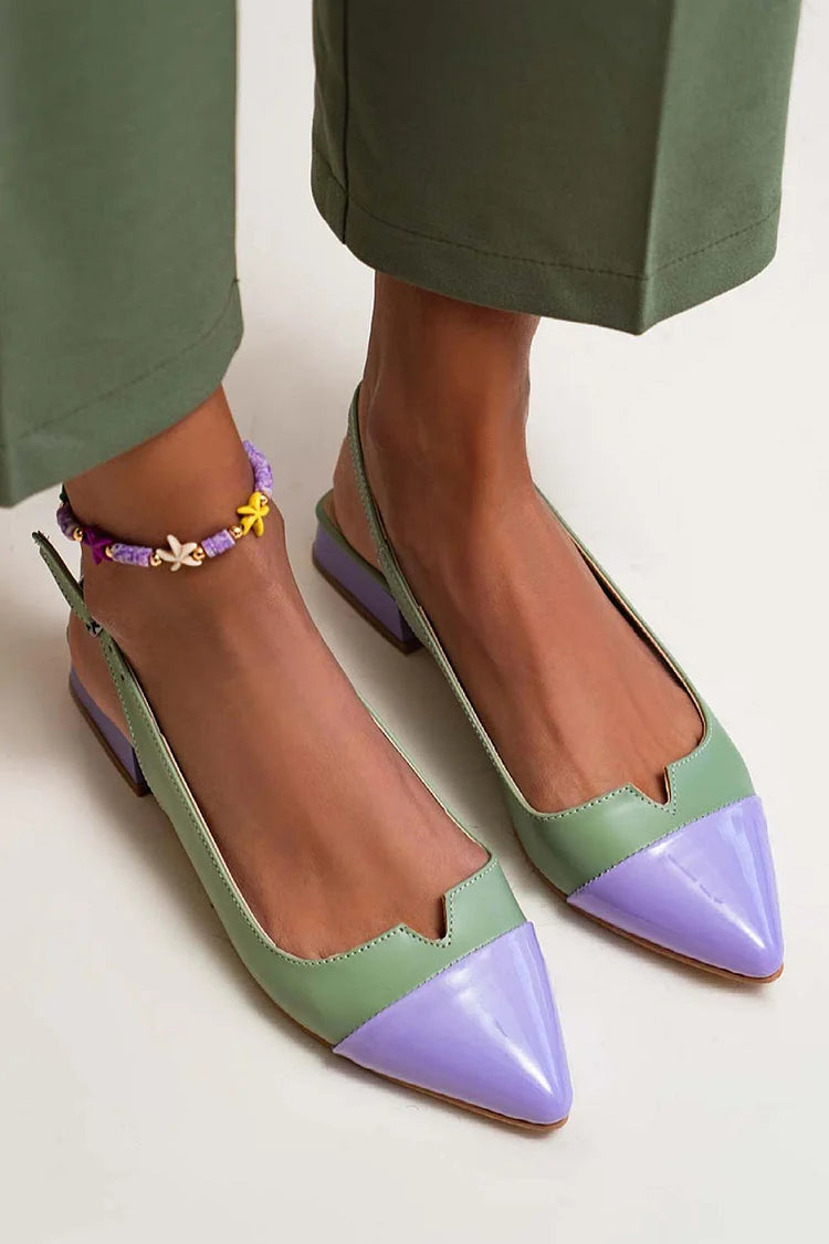 Ballerinas Slingback mit Cut-Out, Farbblockdesign, spitzer Kappe und Schnalle