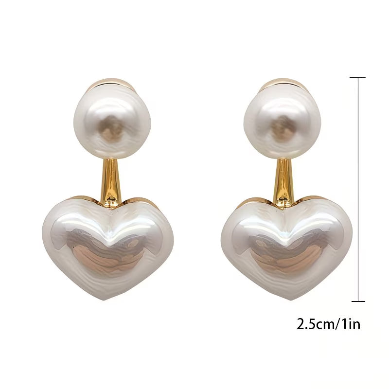 Boucles d'oreilles cœur à double perle