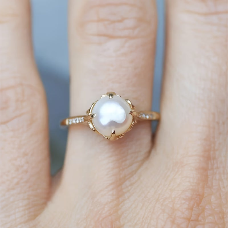 Bague délicate avec perle & cristal