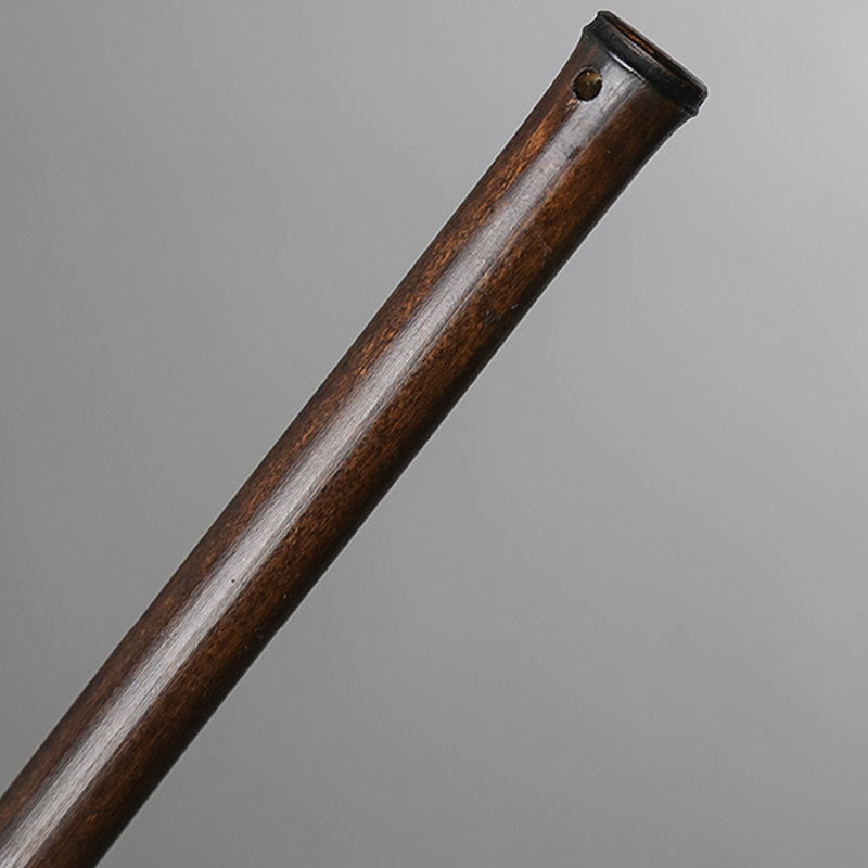 Handgefertigter runder achteckiger Bambusfächer im Vintage-Chinesischen Stil mit langem Griff von Buddha Steine