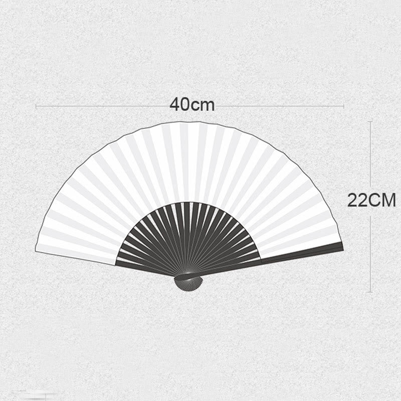 Retro Buddha Stones Floral Silk Handheld Bamboo Folding Fan