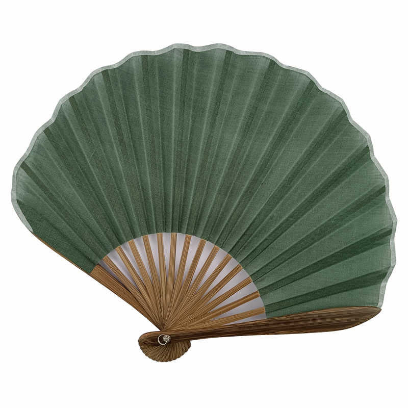 Buddha Stones Retro Einfarbiger Muschelform Bambus Faltfächer