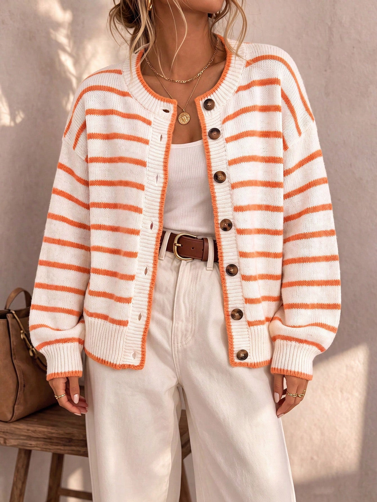 Céliane | Cardigan en maille rayé chic