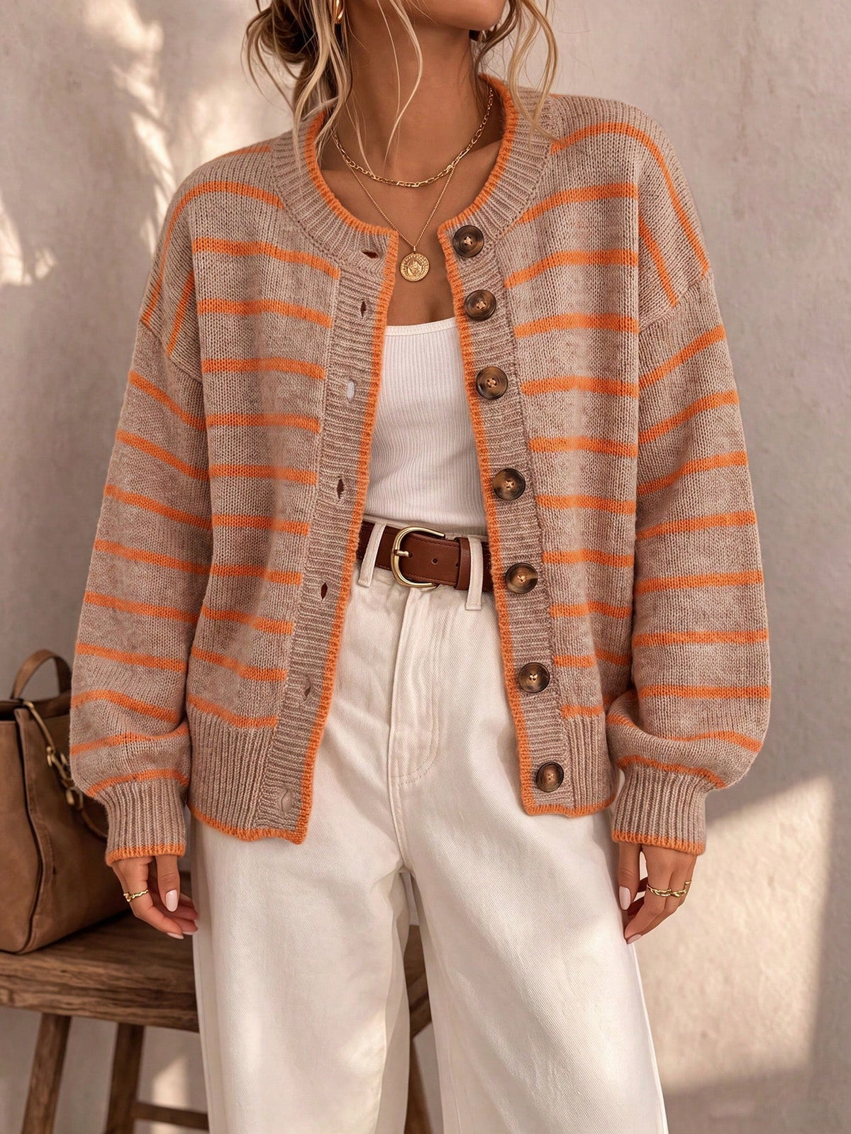 Céliane | Cardigan en maille rayé chic