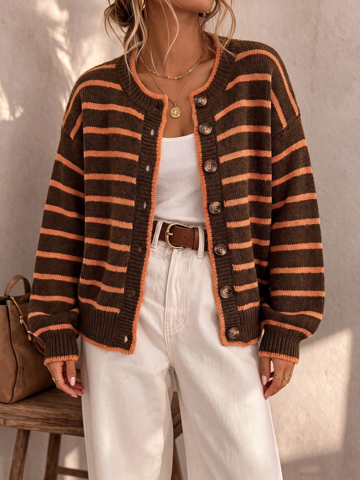 Céliane | Cardigan en maille rayé chic
