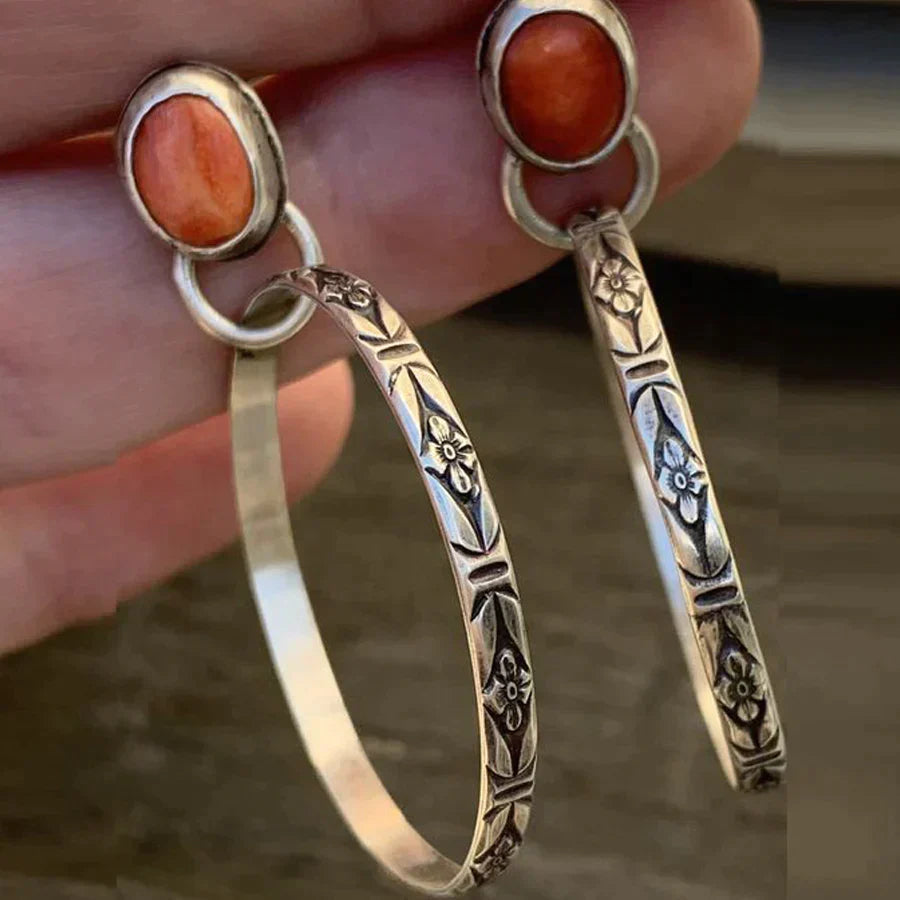 Boucles d'oreilles vintage bohèmes en onyx
