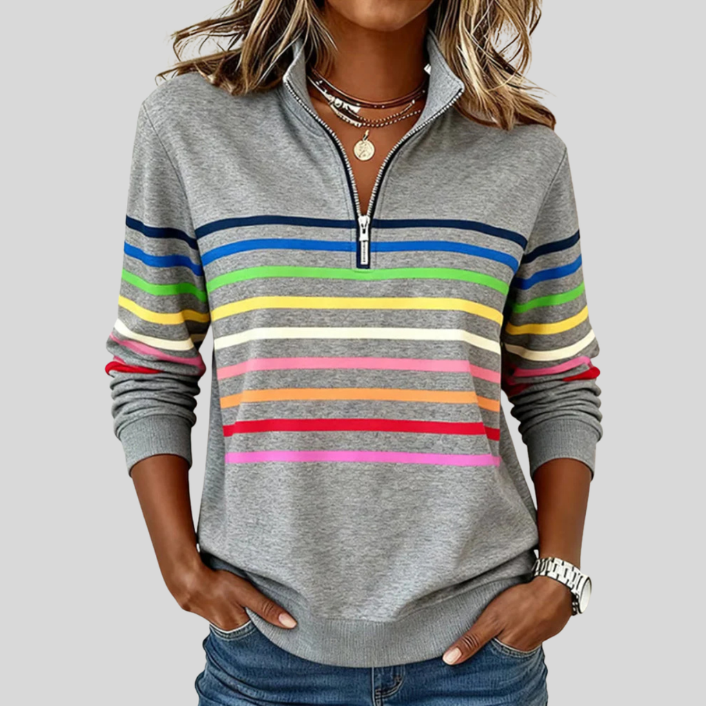 Prismette | Veste polaire à demi-zip à rayures colorées