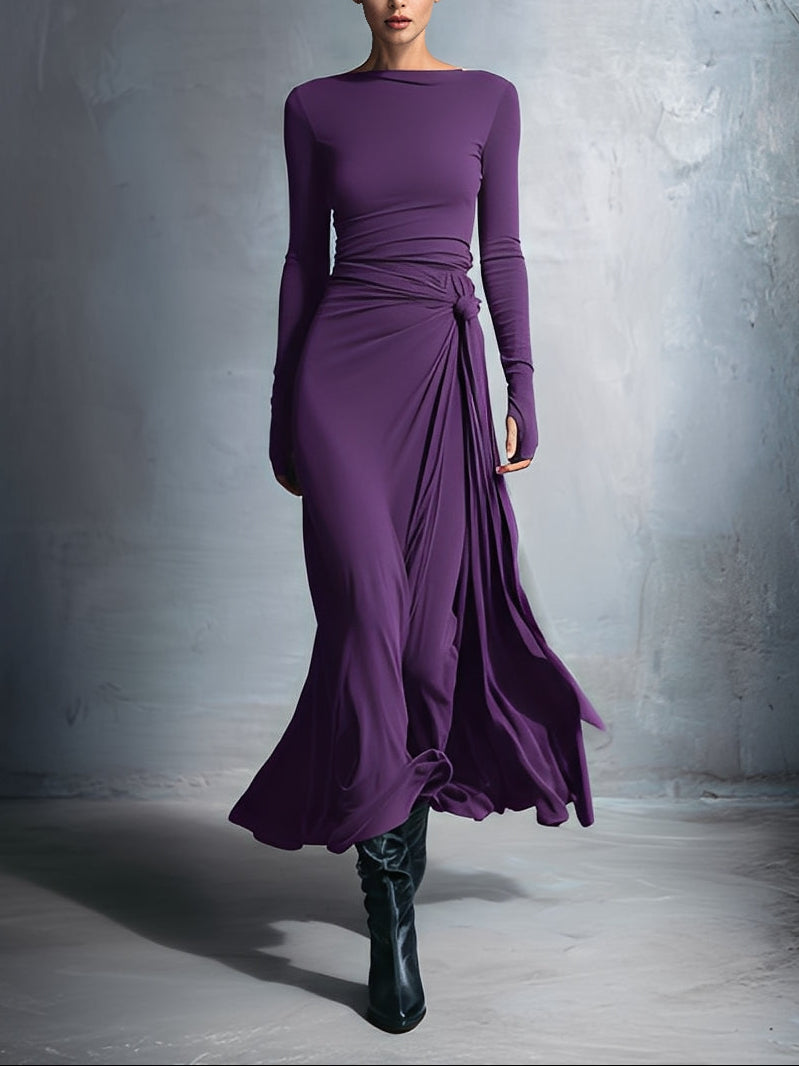 Naomie | Robe longue avec nœud latéral