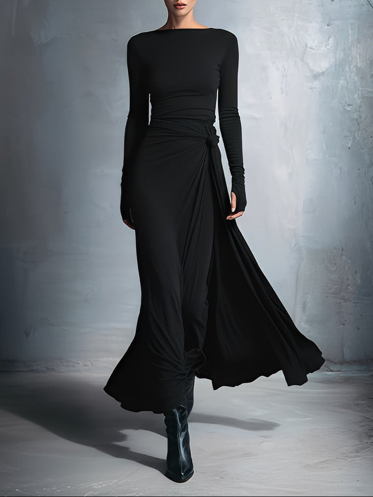 Naomie | Robe longue avec nœud latéral