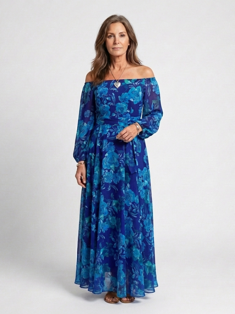 Aspen | Robe Maxi Fleurie à Bretelles Dégagées