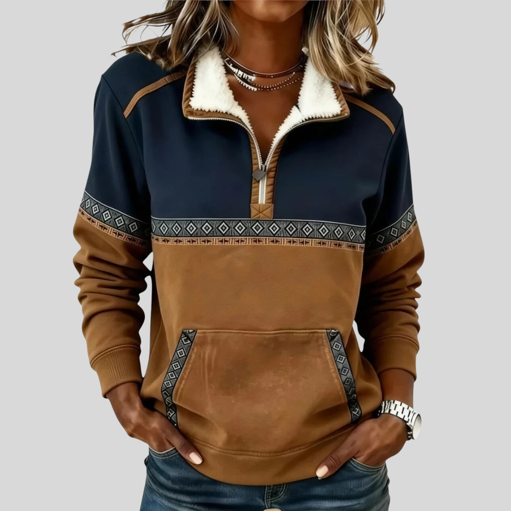 Alvette | Pull avec col Sherpa et demi-fermeture éclair