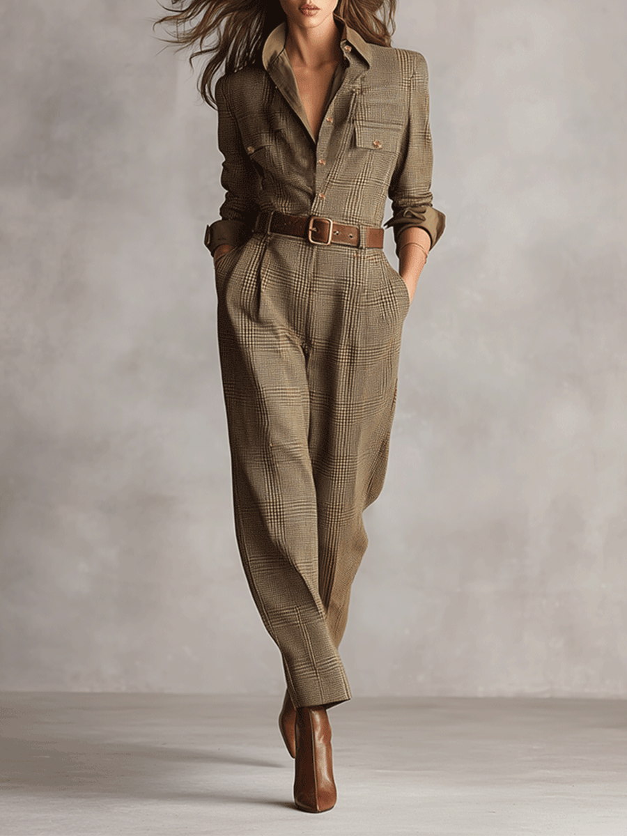 Célia | Combinaison brune avec des accents élégants