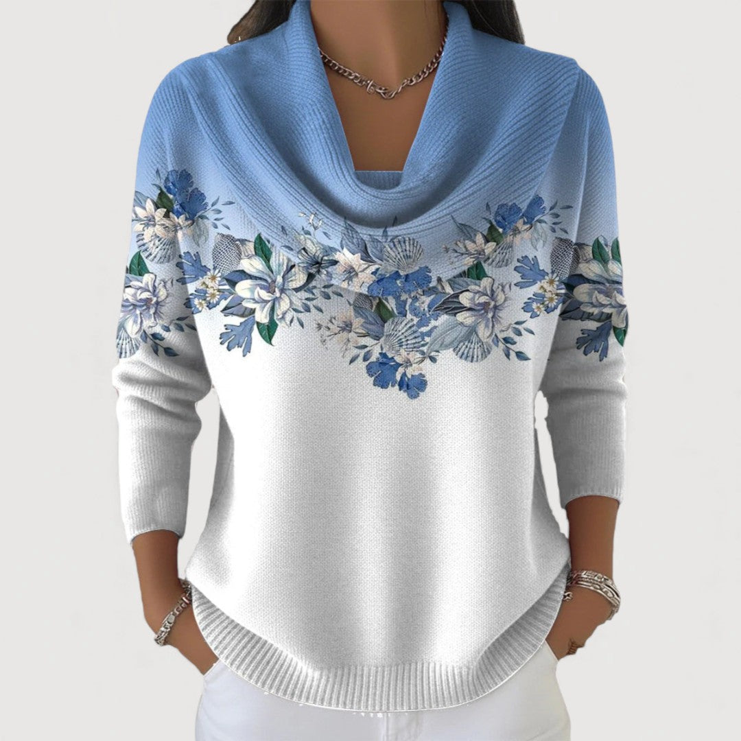 Alba | Pull à motif floral avec col roulé
