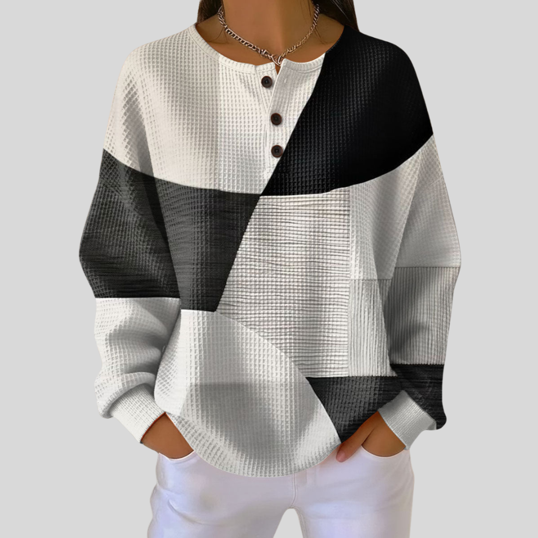 Almira | Pull Henley en maille gaufrée structurée