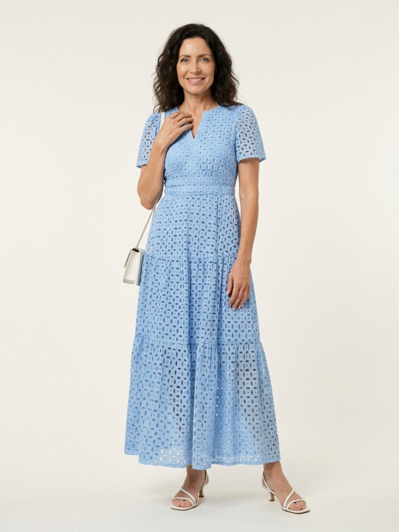 Brielle | Robe midi à manches courtes avec décolleté en V
