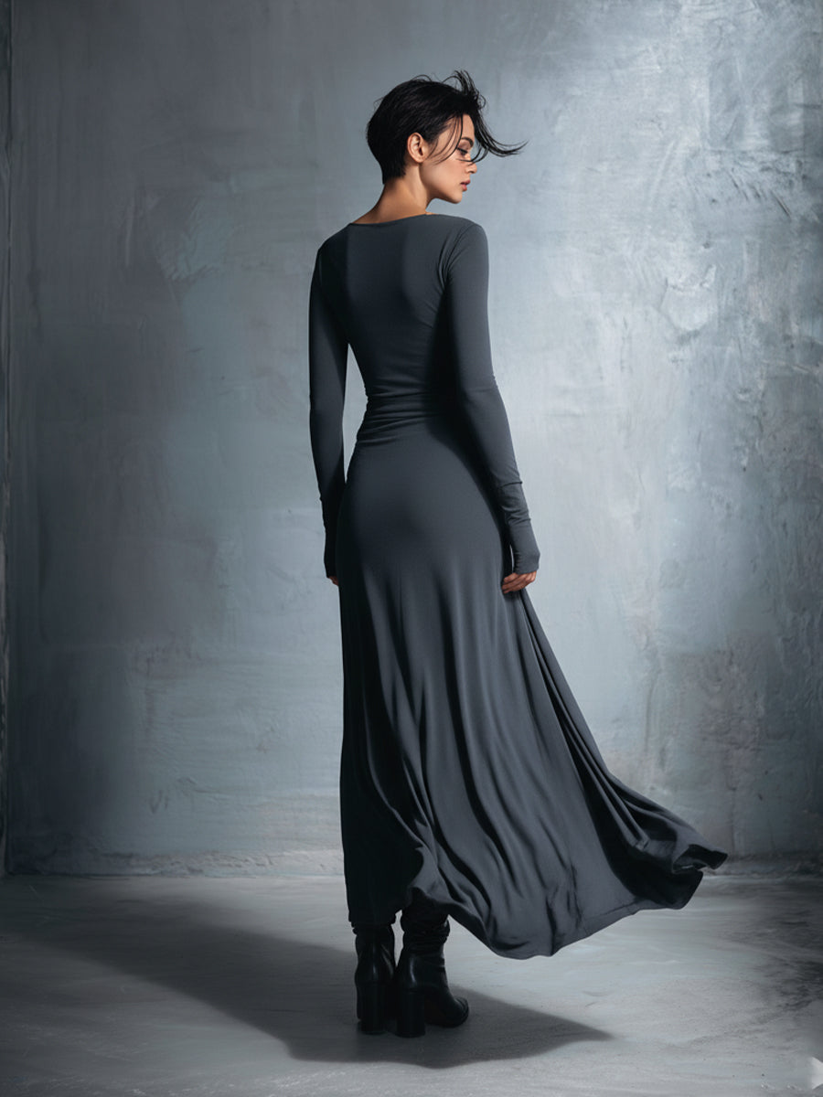 Naomie | Robe longue avec nœud latéral