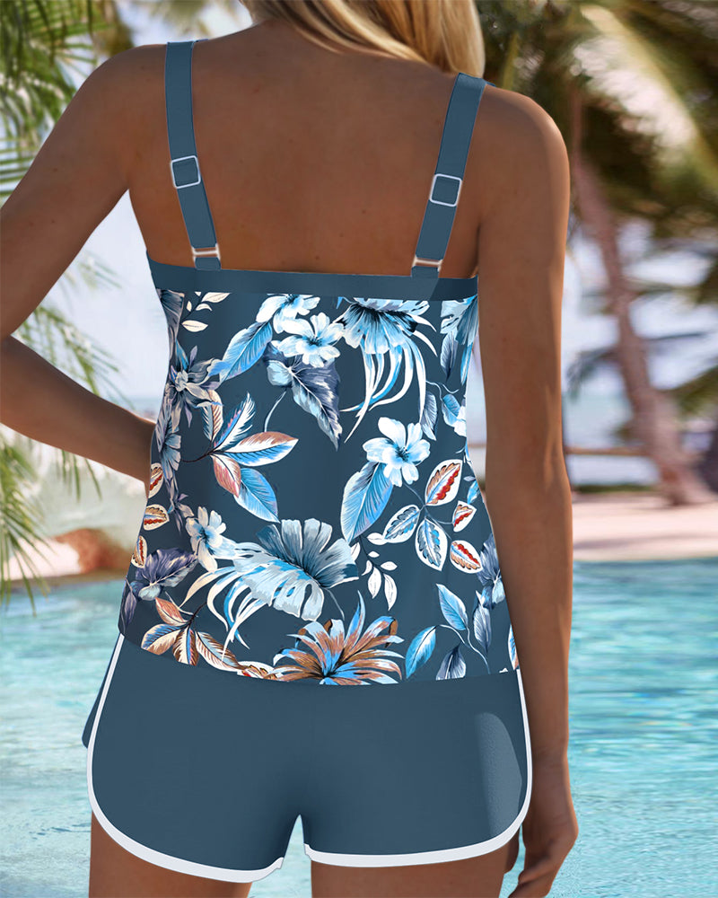 Evie | Floral Tankini with U-Neck Design