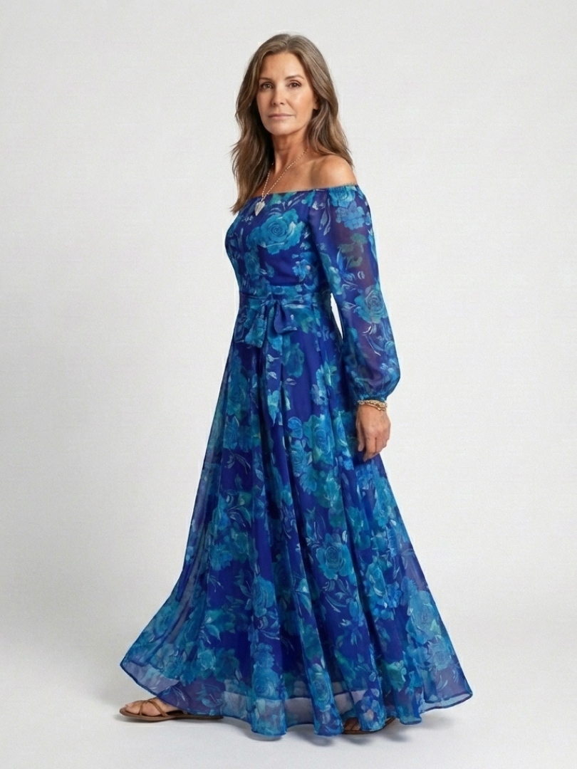 Aspen | Robe Maxi Fleurie à Bretelles Dégagées