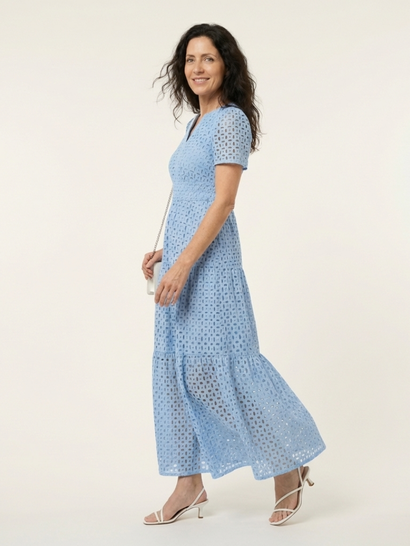 Brielle | Robe midi à manches courtes avec décolleté en V