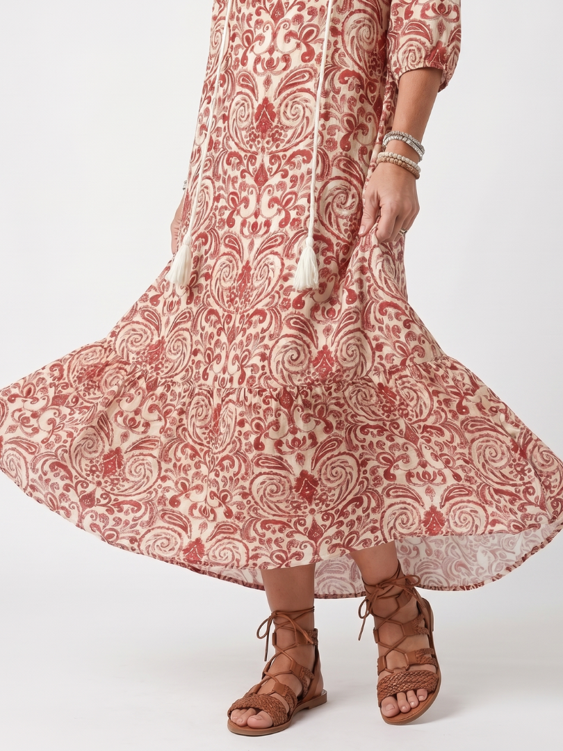 Midi Bohème Kleid Lucie mit Pompons