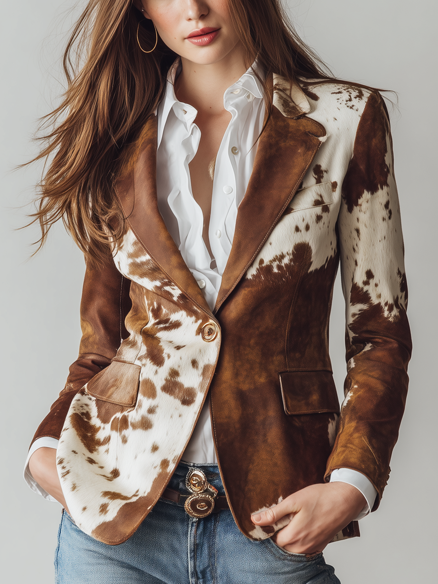 Agathe | Blazer vintage écologique à motif vache