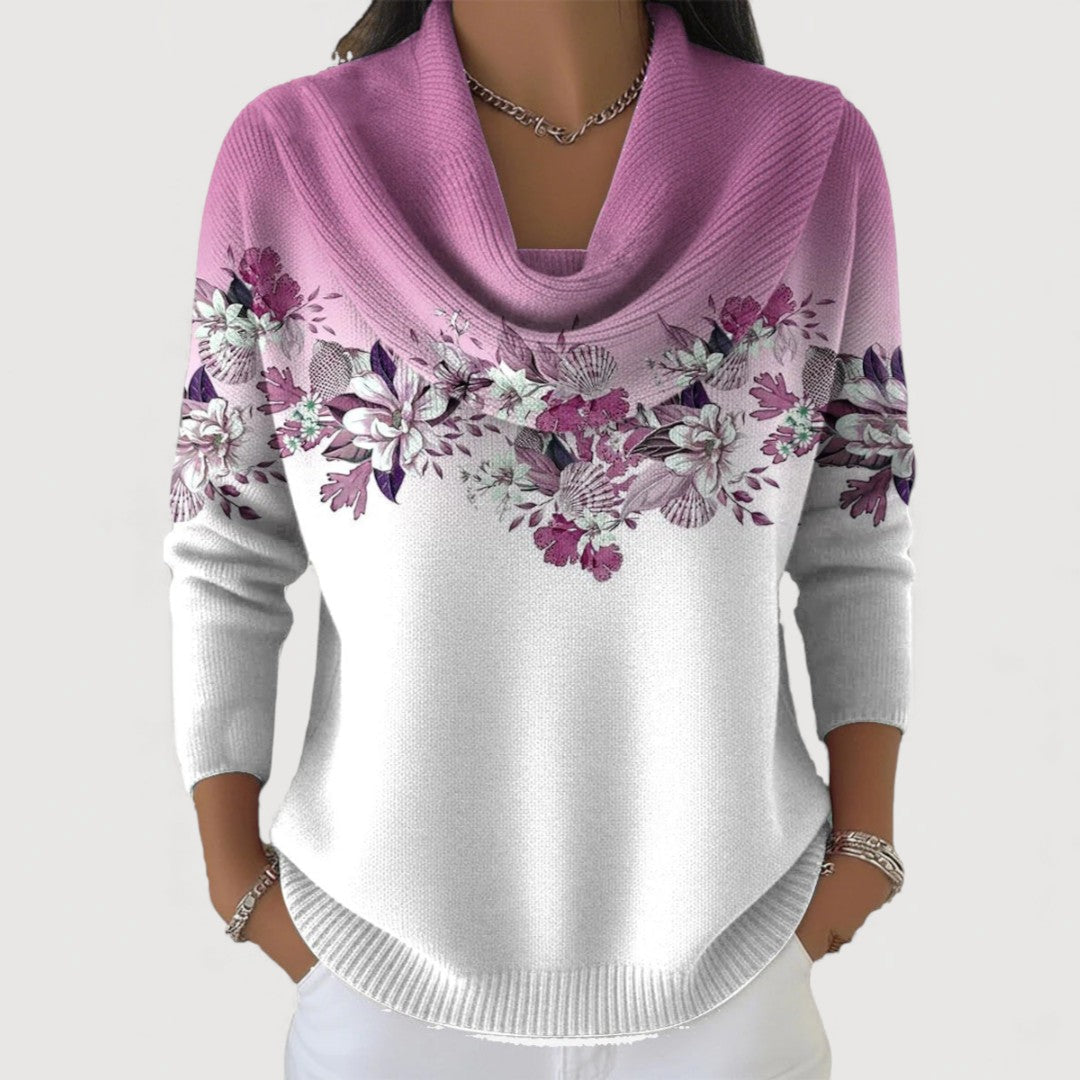 Alba | Pull à motif floral avec col roulé