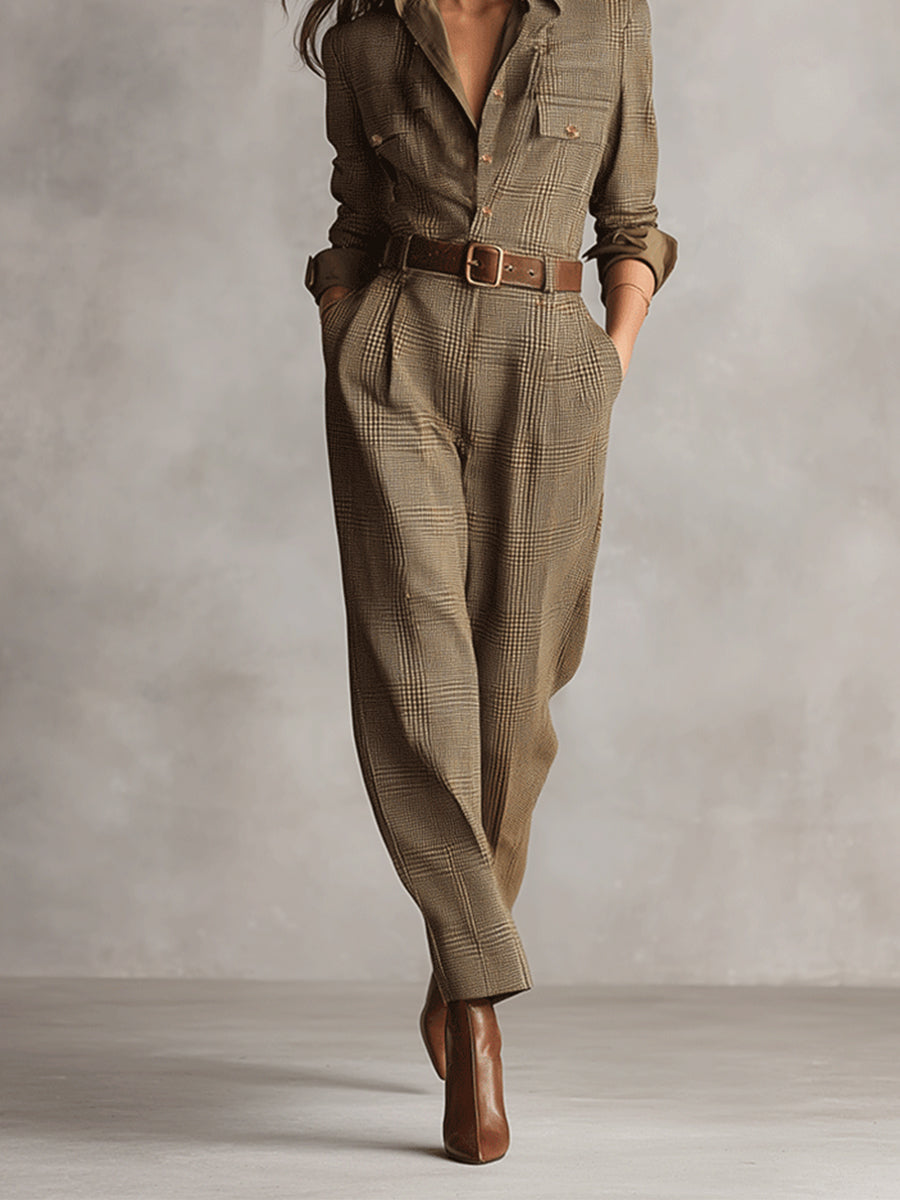 Célia | Combinaison brune avec des accents élégants