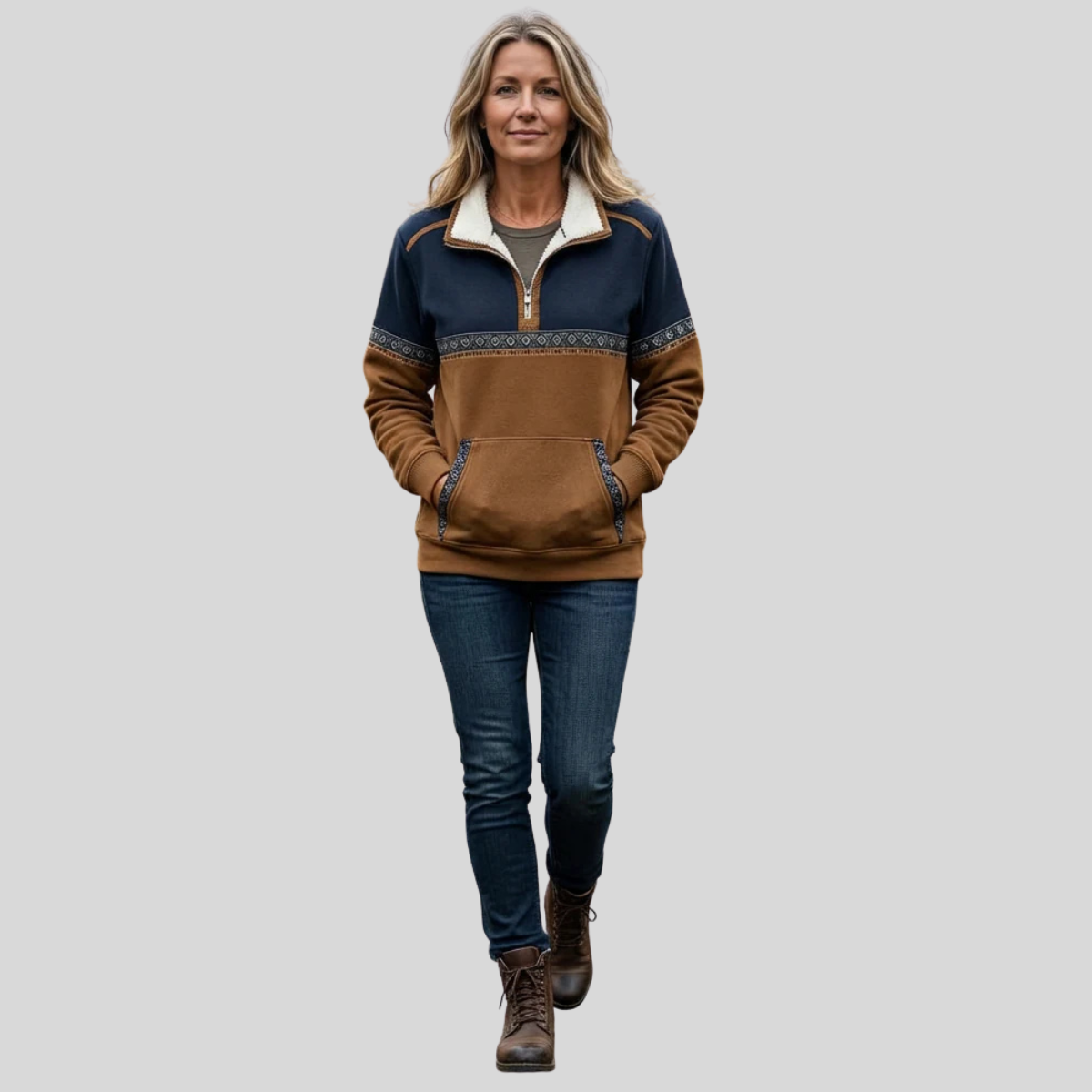 Alvette | Pull avec col Sherpa et demi-fermeture éclair