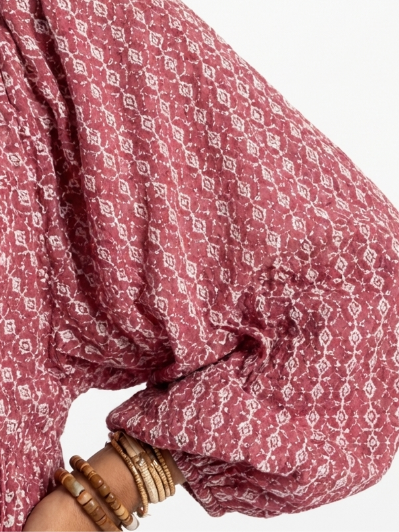 ARLETTE | Robe Midi à Manches Longues avec Motif Géométrique