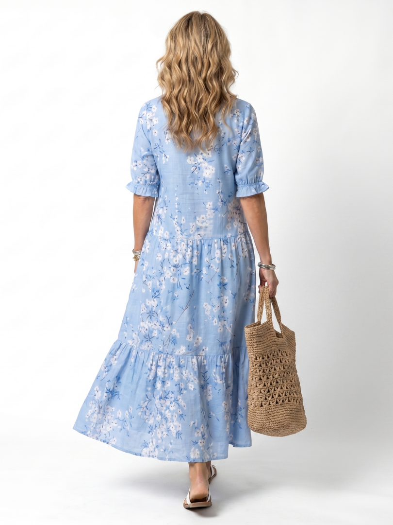 Michèle Midi Kleid mit Blumenmuster und Quasten