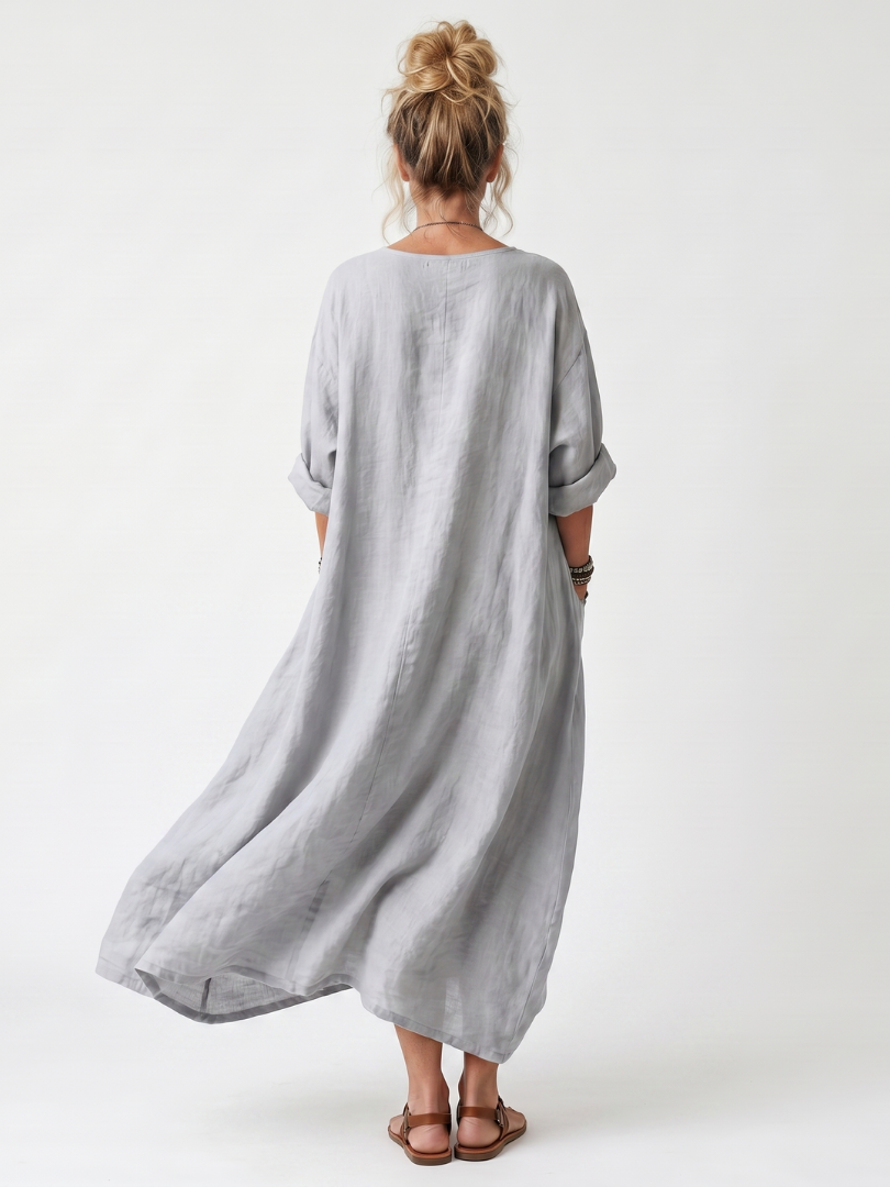 Midi Kleid Bestickt Kontrast Véronique
