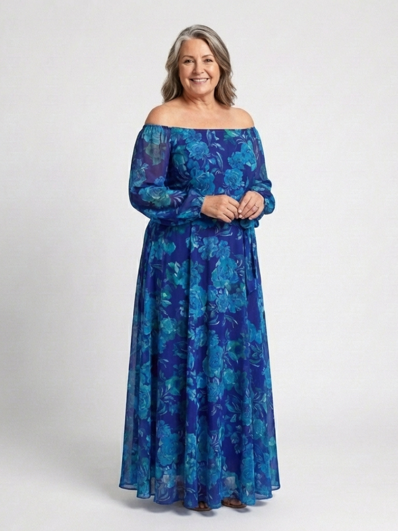 Aspen | Robe Maxi Fleurie à Bretelles Dégagées