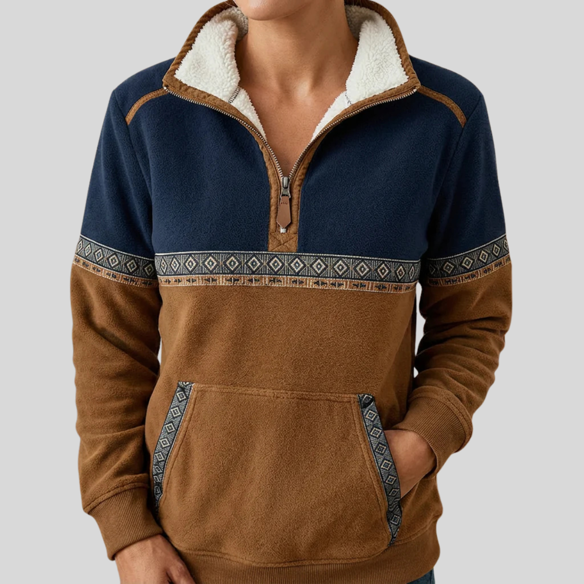 Alvette | Pull avec col Sherpa et demi-fermeture éclair