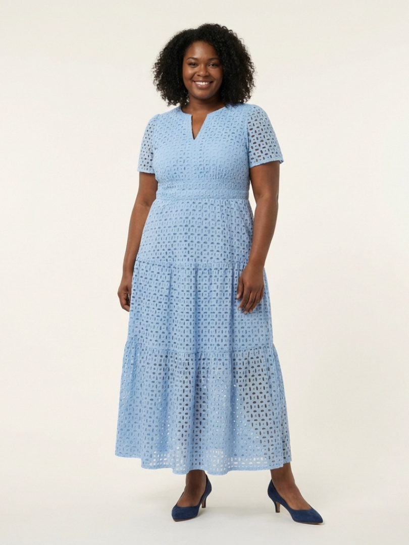 Brielle | Robe midi à manches courtes avec décolleté en V