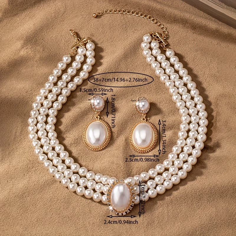 Ensemble de bijoux classique avec rang de perles