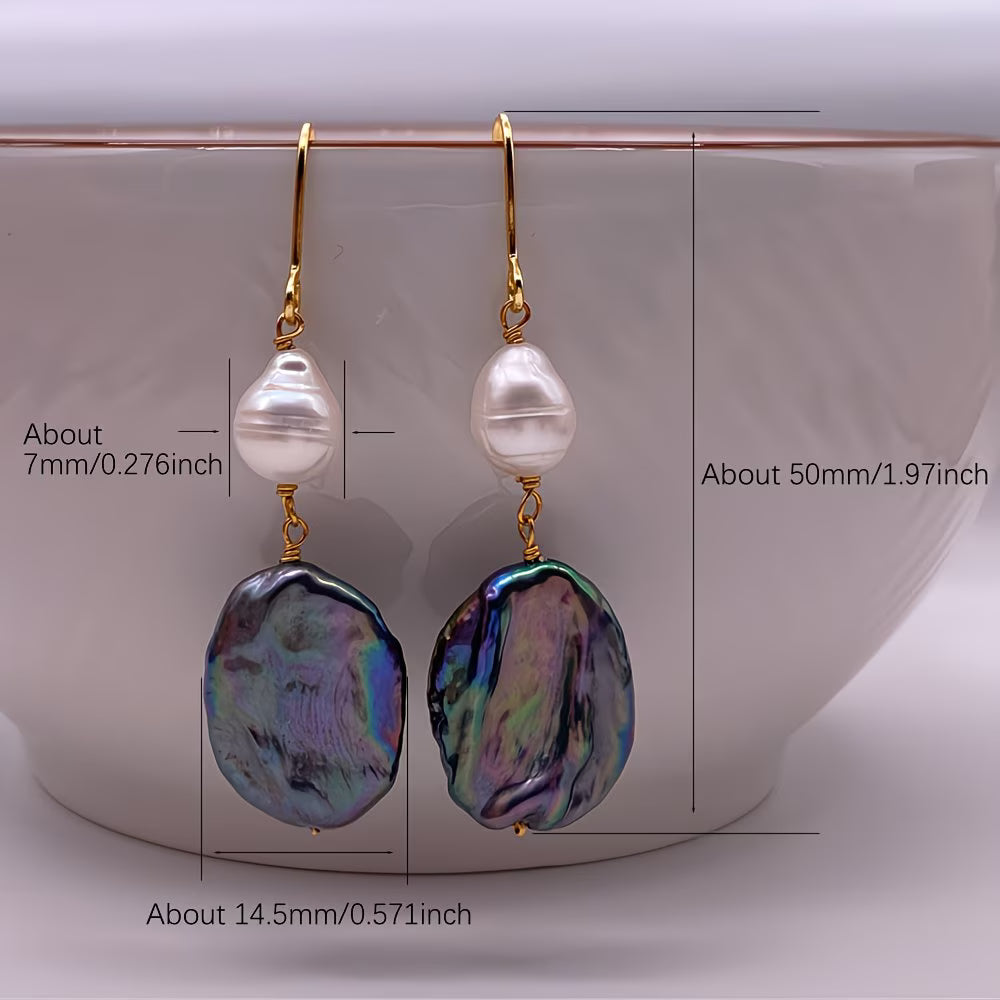 Boucles d'oreilles pendantes perles paon