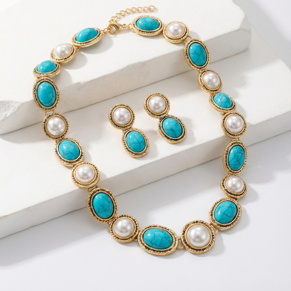 Ensemble de perles turquoise antique