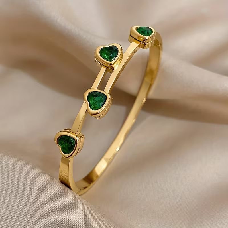 Bracciale Cuore Verde | Oro