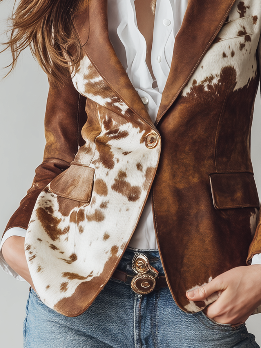 Agathe | Blazer vintage écologique à motif vache