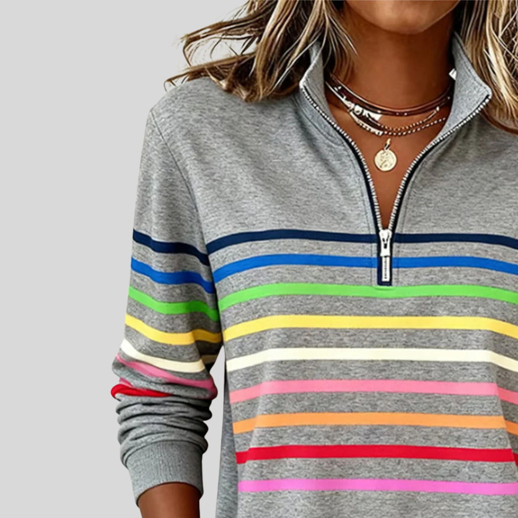 Prismette | Veste polaire à demi-zip à rayures colorées