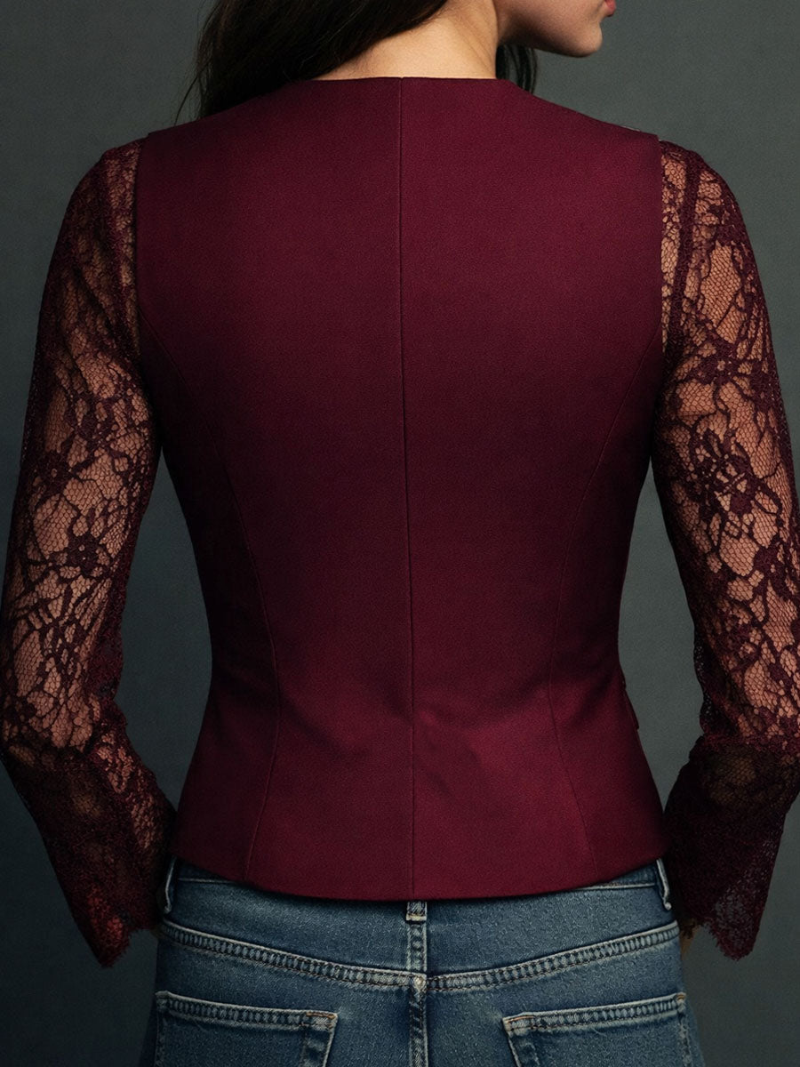 Noémie | Blazer noir avec manches semi-transparentes