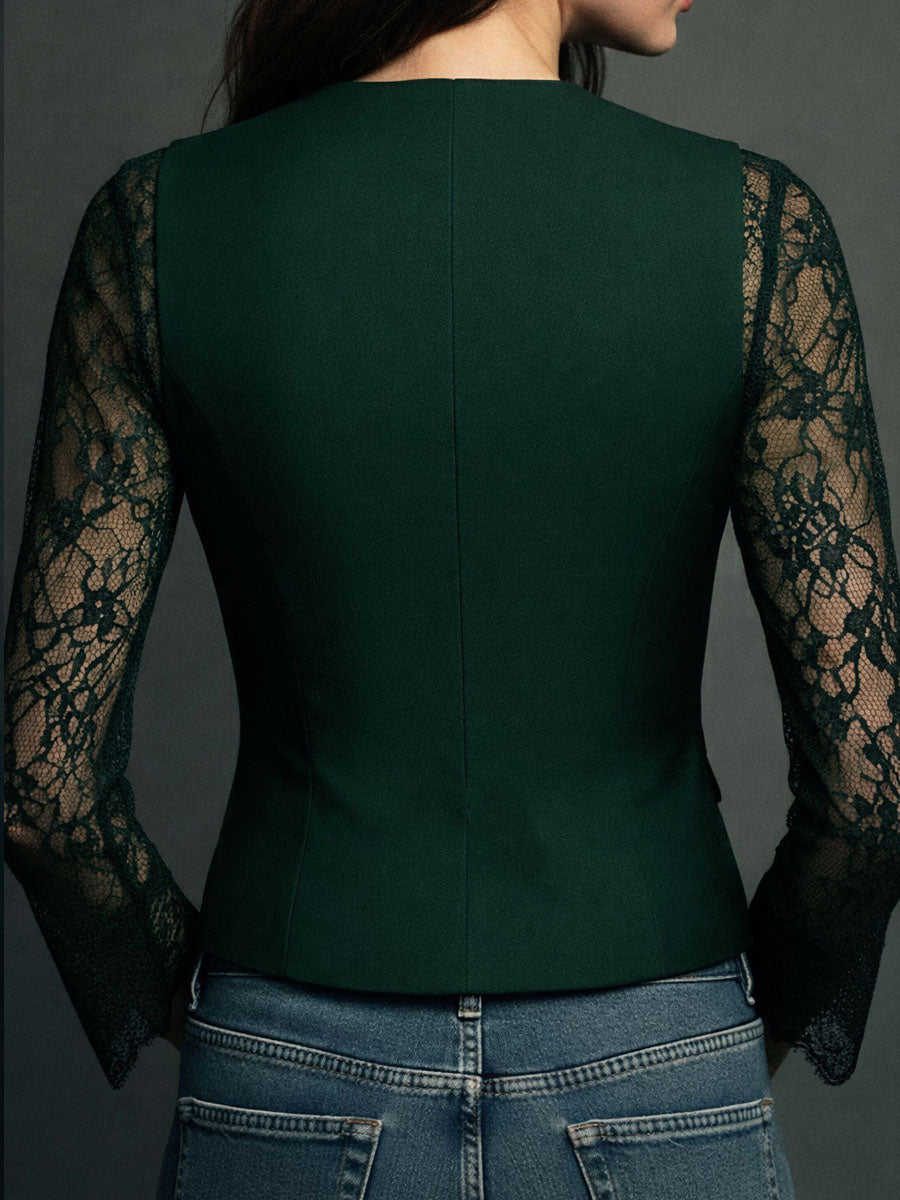 Noémie | Blazer noir avec manches semi-transparentes