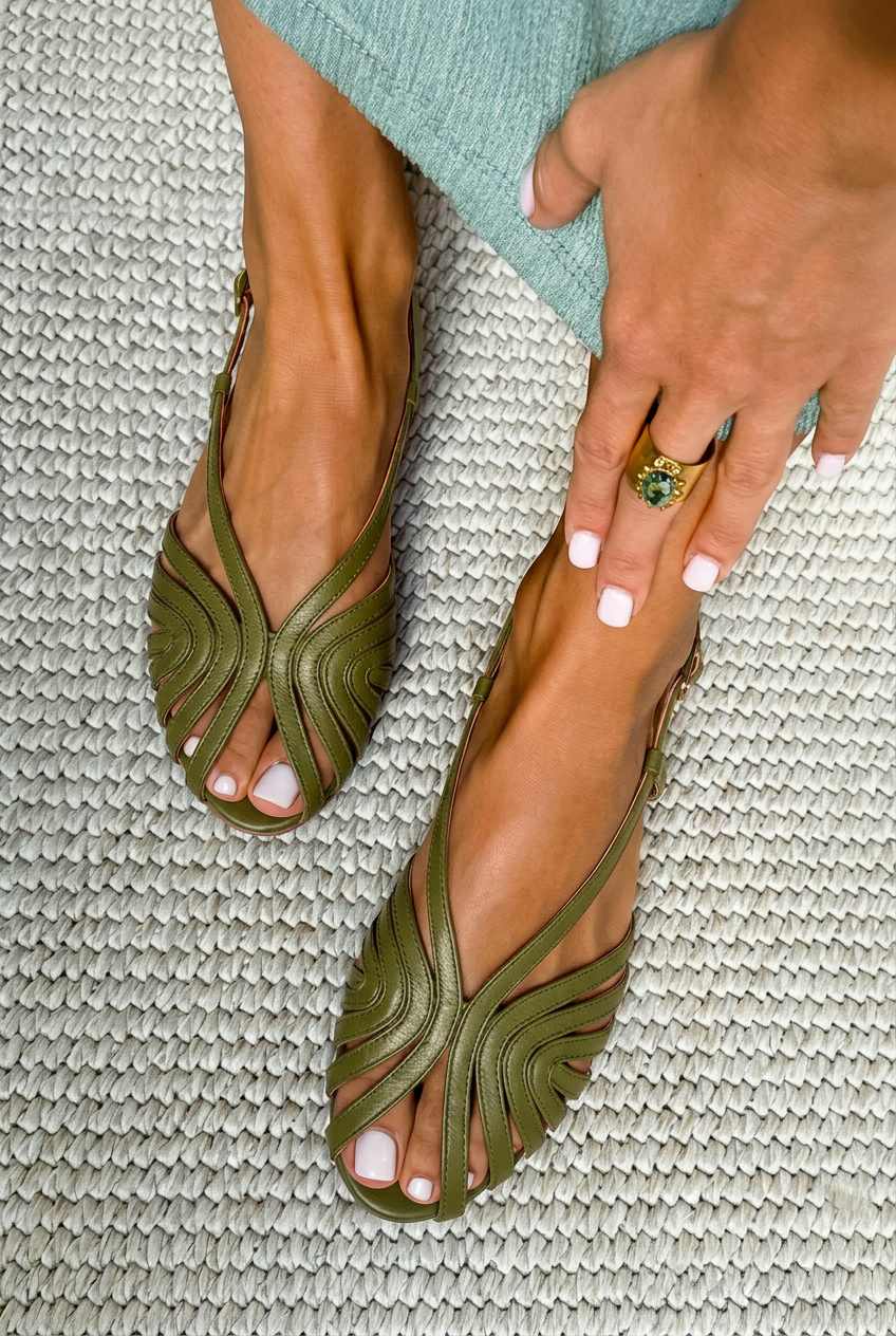Rote Sommer-Sandalen aus Leder mit Riemen und Käfigmuster, offene Zehenpartie